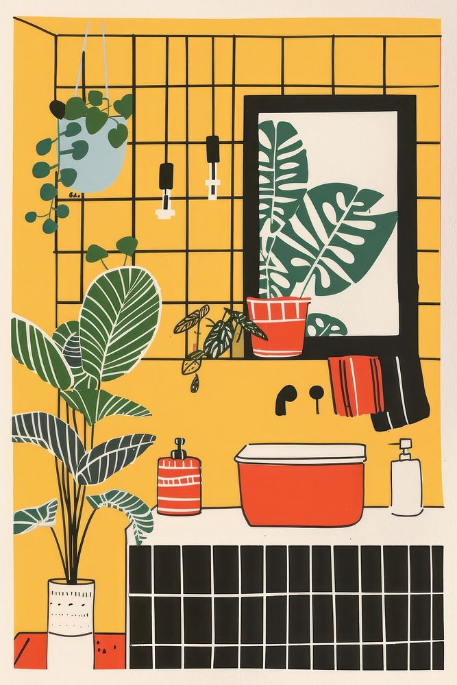 Poster design for bathroom blackboard indoors plant.