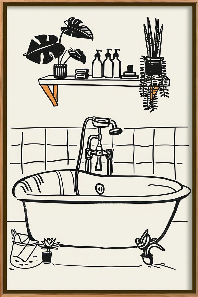 Poster design for bathroom bathing bathtub jacuzzi.