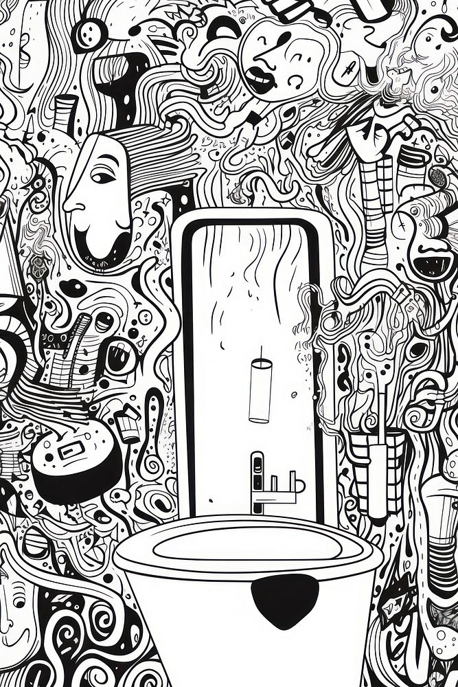 Poster design for bathroom doodle illustrated drawing.