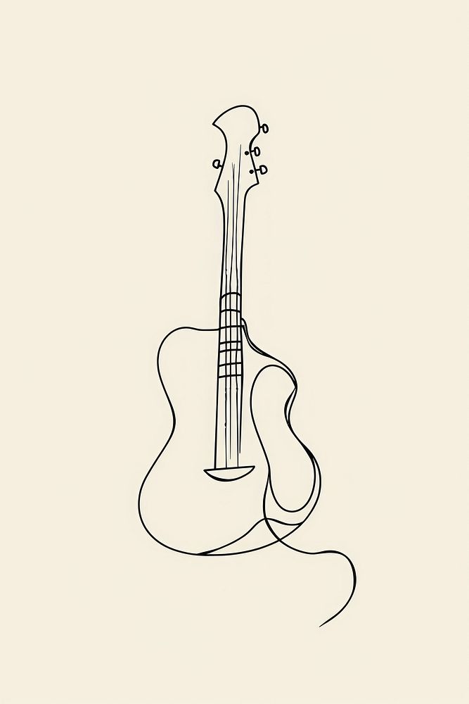 Guitar illustrated drawing sketch.