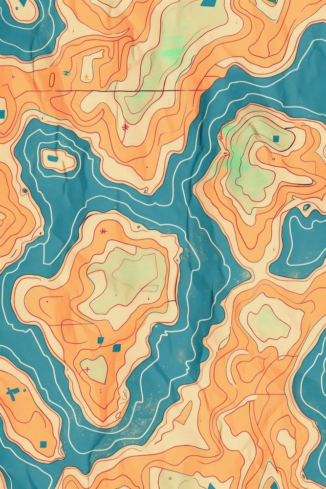 Vintage map painting pattern person.