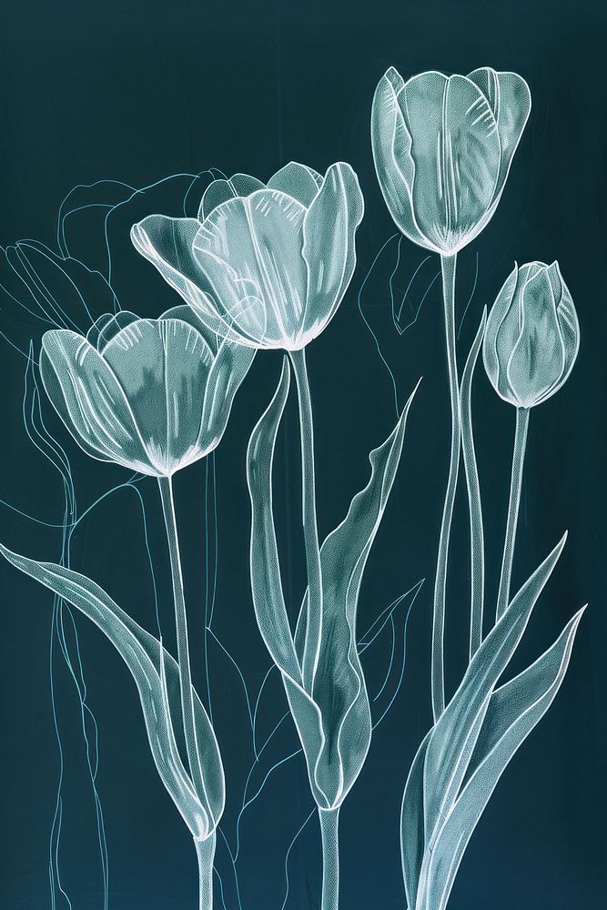 White tulips invertebrate illustrated jellyfish.