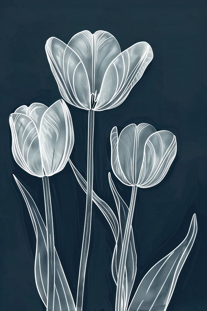 White tulips illustrated drawing blossom.
