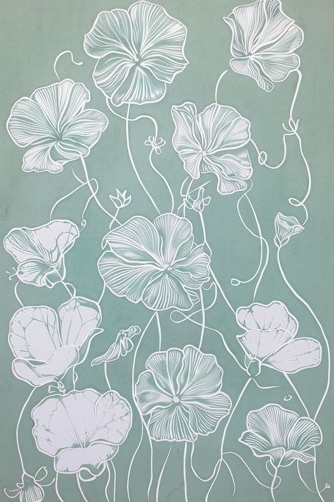 White flowers illustrated blackboard graphics.