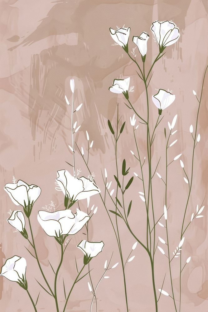 White flowers painting graphics pattern.