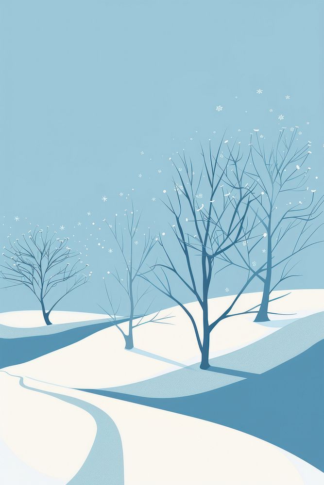 Winter landscape illustrated outdoors graphics.