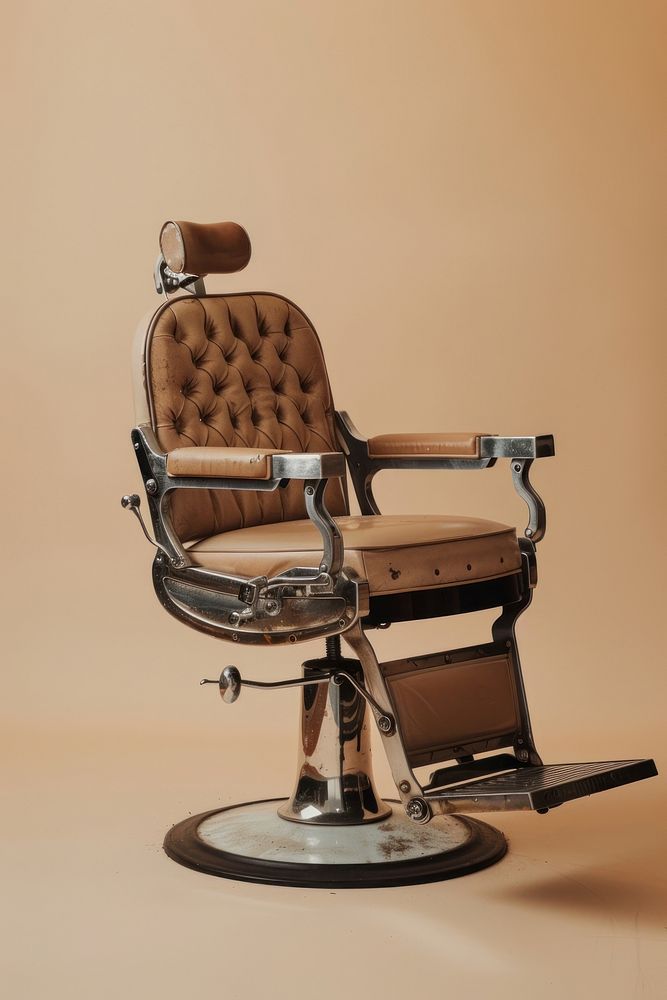 Vintage barber chair barbershop furniture indoors.