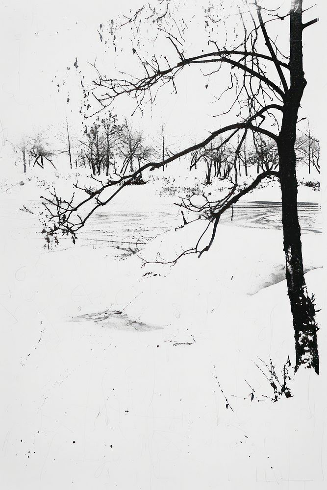 Winter landscape illustrated outdoors blizzard.