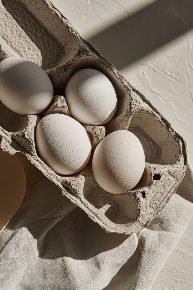 Eggs in egg carton food.