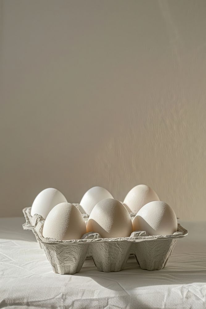 Eggs in egg carton furniture food bed.