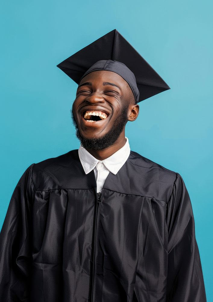 Graduation laughing man student.