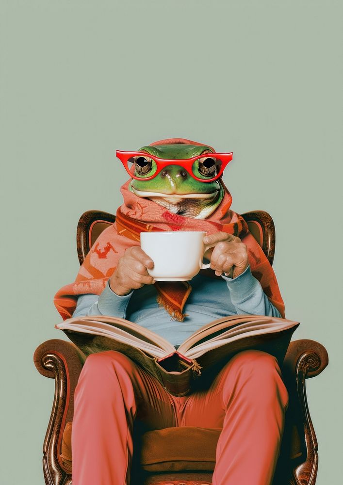 A frog reading person chair.
