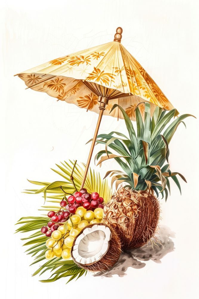 Coconut fruit pineapple produce.
