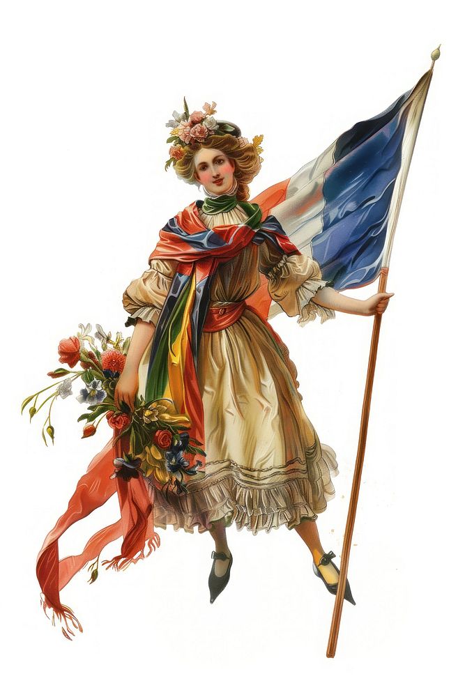 A Bastille Day woman painting scarf art.