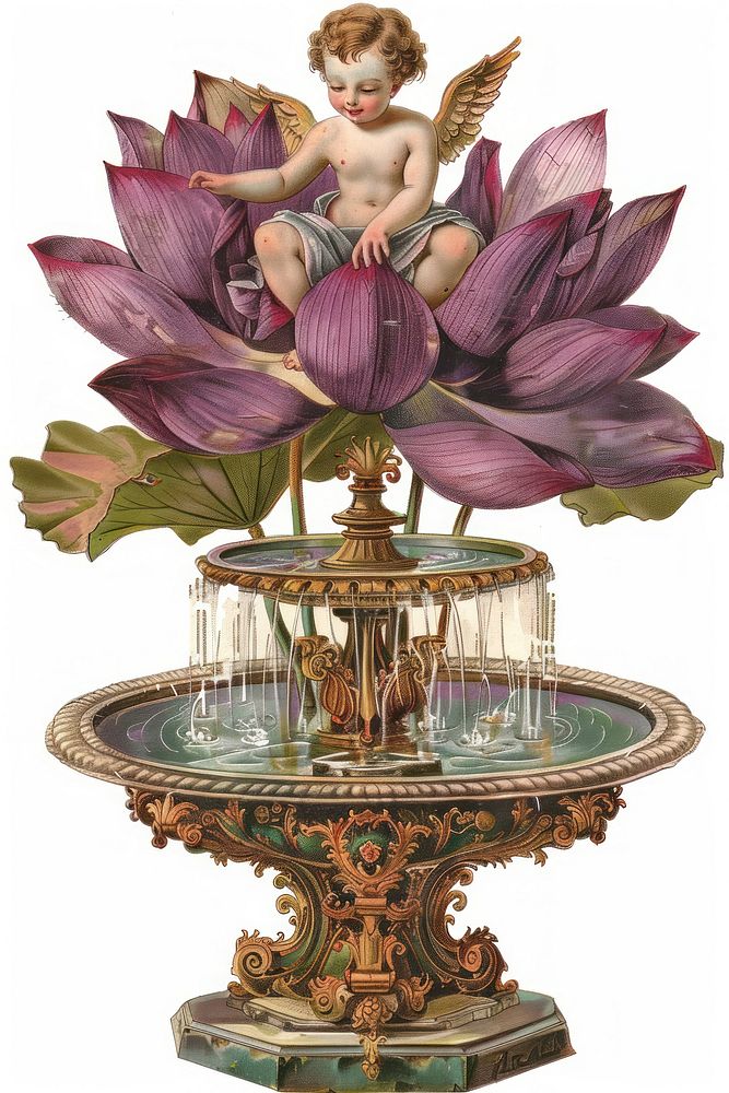 Purple lotus fountain art architecture.