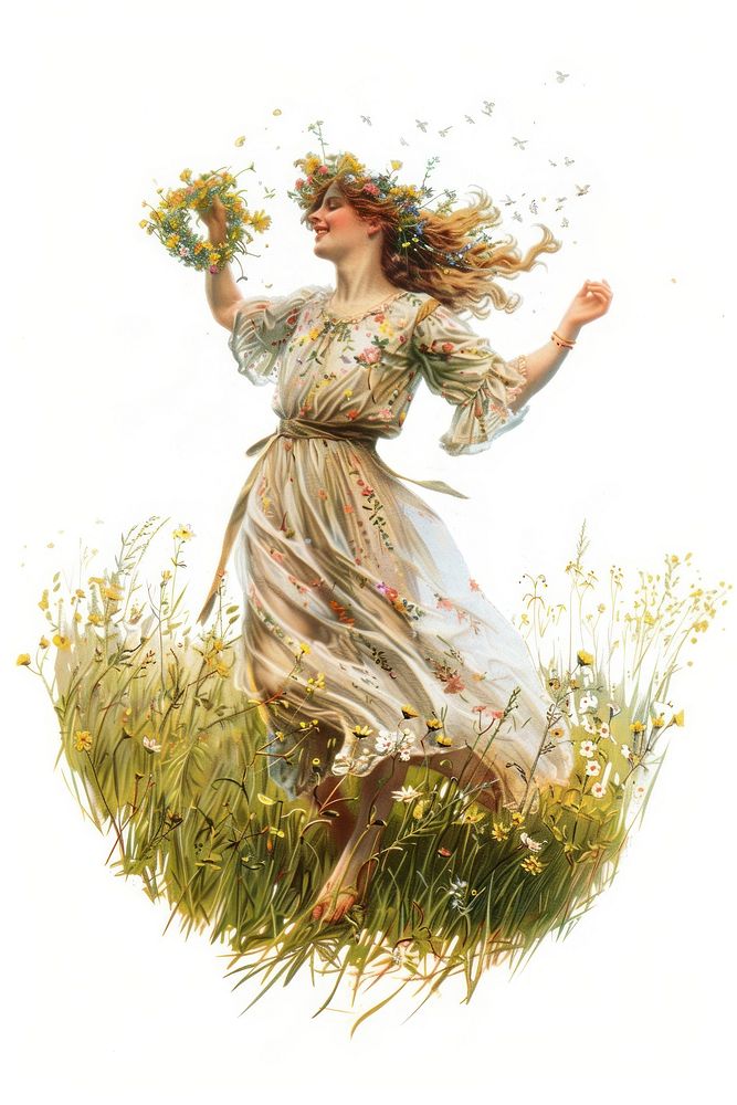 The midsummer painting flower woman.
