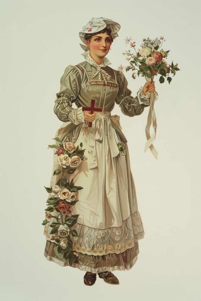 The Christian nurse painting flower art.