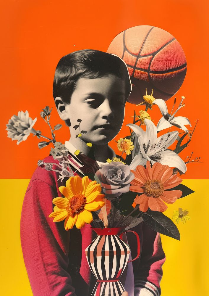 School kid basketball flower advertisement.