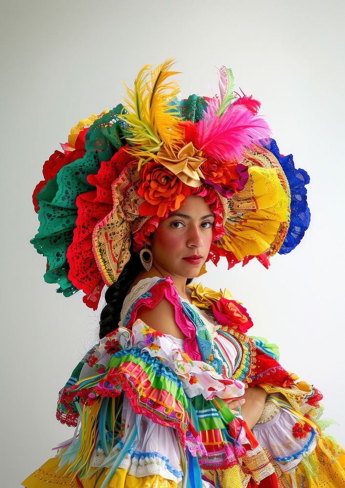 The Latina Colombian woman costume dance photo.