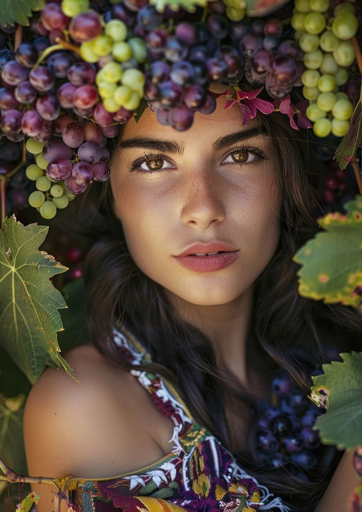 The Latina Argentinian woman produce grapes photo.