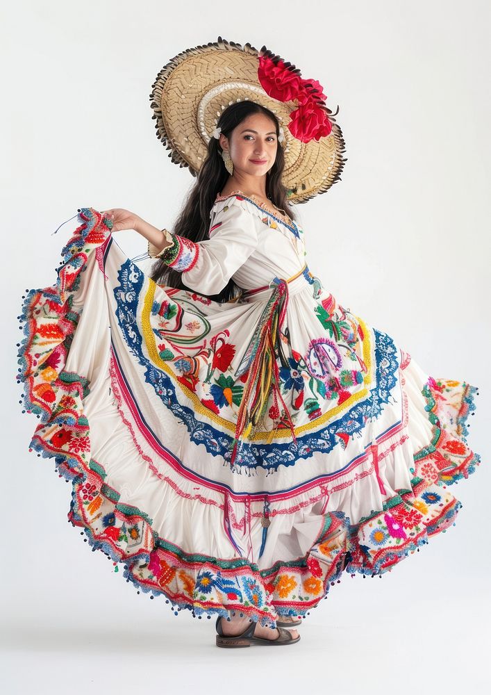 The Latina Argentinian woman costume recreation performer.