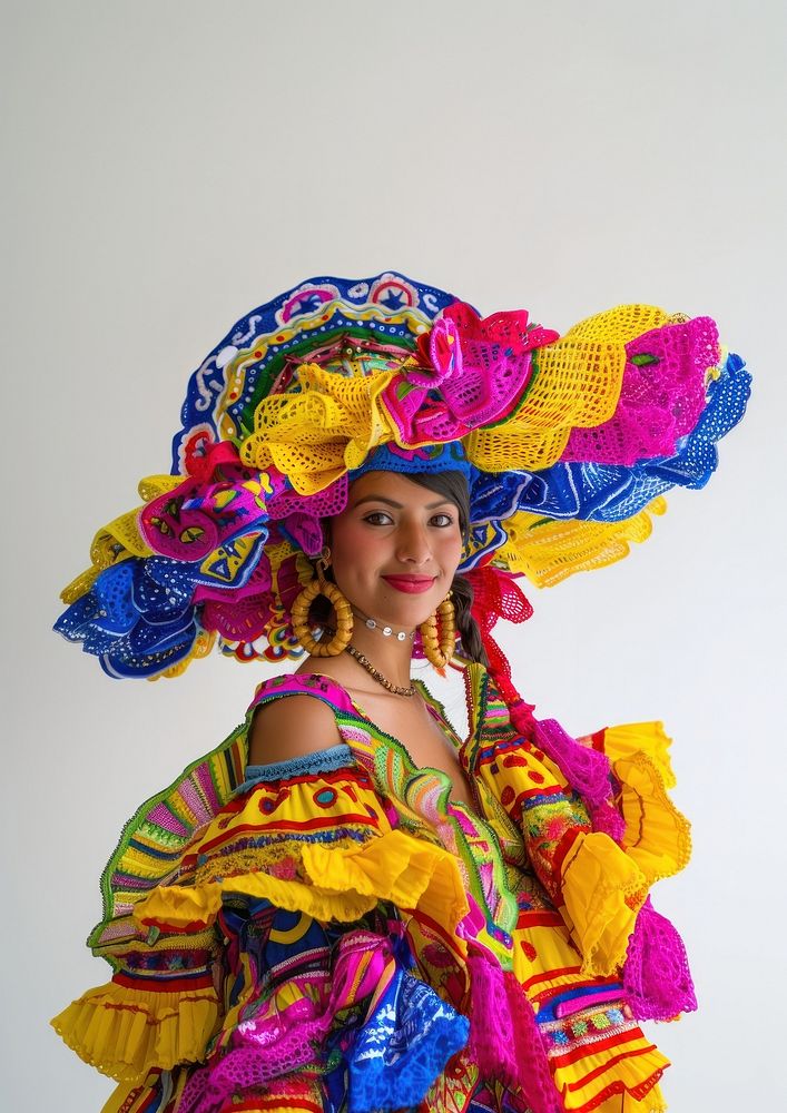 The Latina Colombian woman costume recreation clothing.