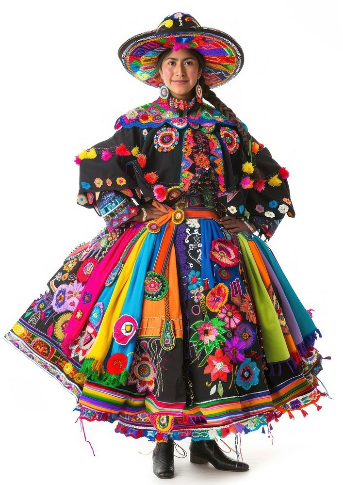 Latina Peruvian woman clothing apparel costume.