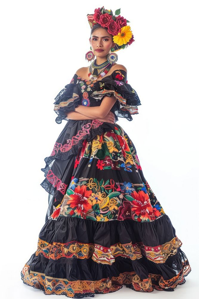 Latina Mexican woman dress gown recreation.