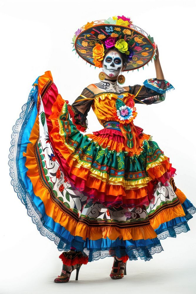 A Latina Mexican woman recreation performer clothing.
