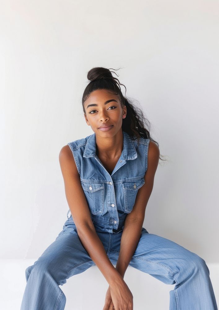 A chic chambray romper photo denim photography.