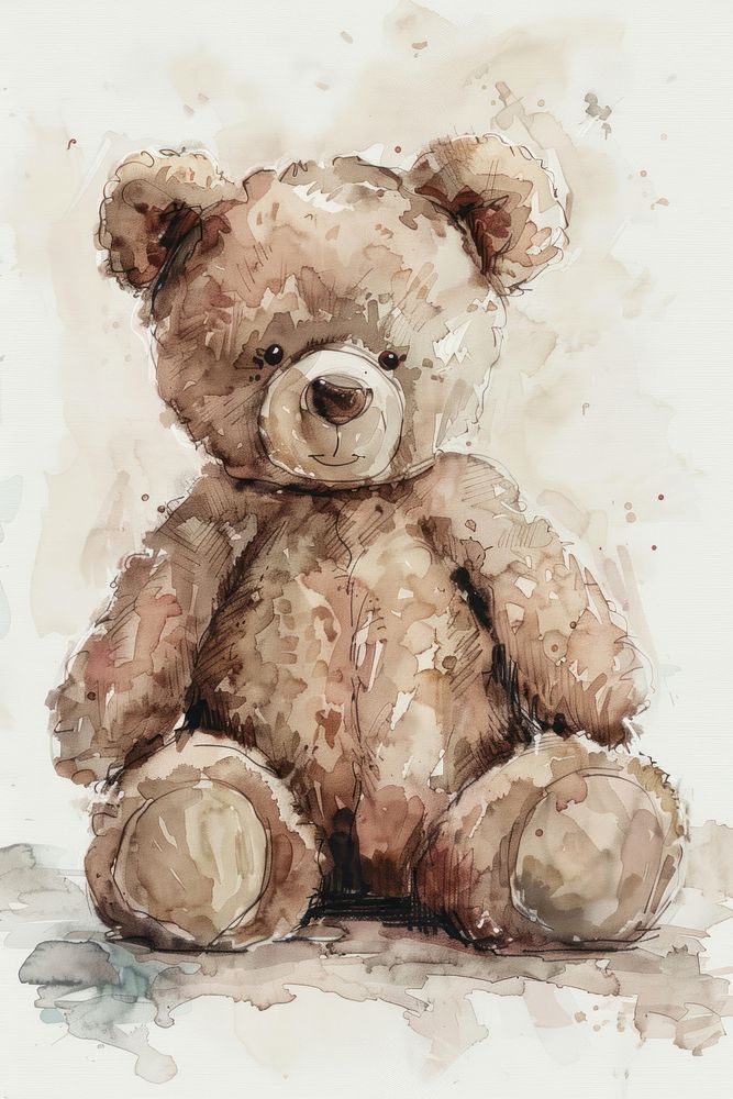Bear plush painting person human.