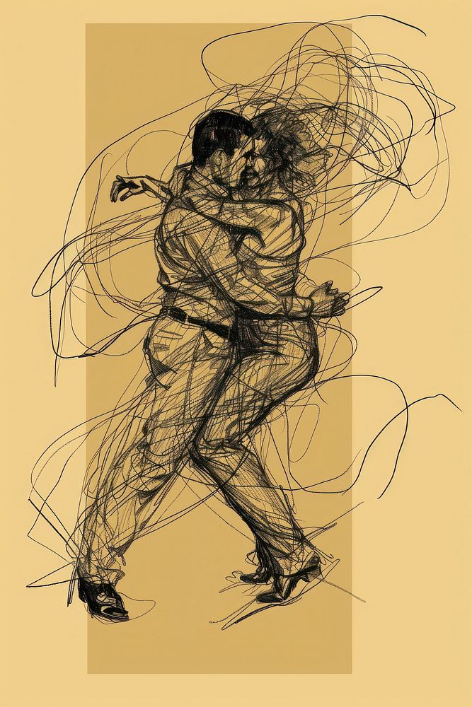 Salsa dance drawing illustrated sketch.