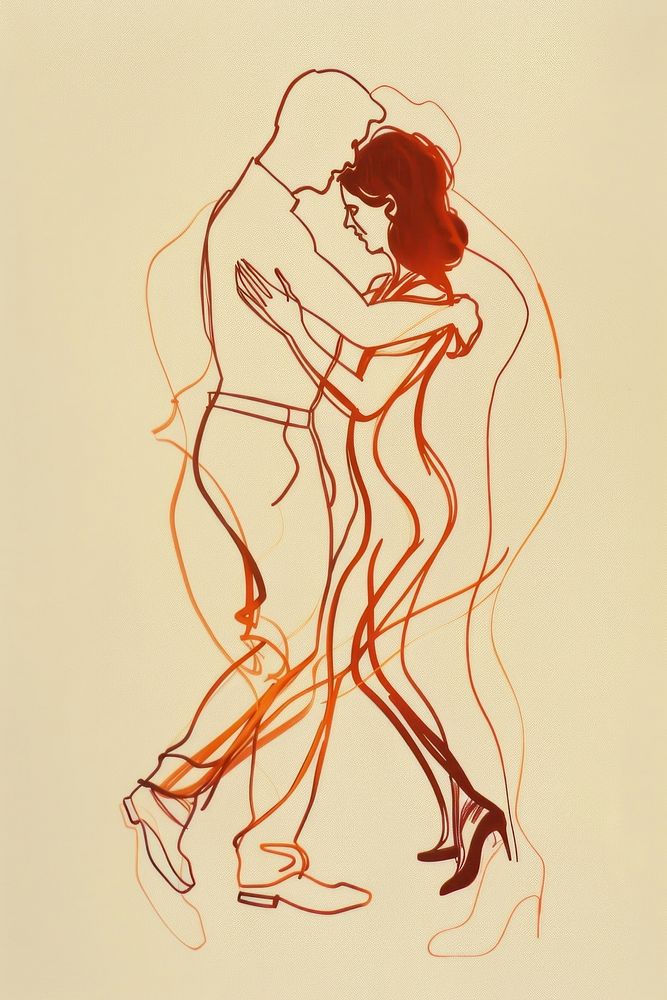 Salsa dance drawing illustrated painting.