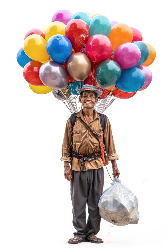 Balloon seller clothing apparel person.
