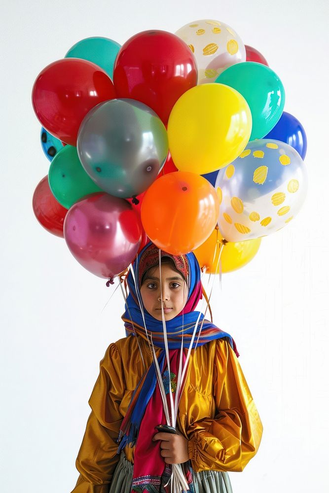 Female balloon seller clothing apparel people.