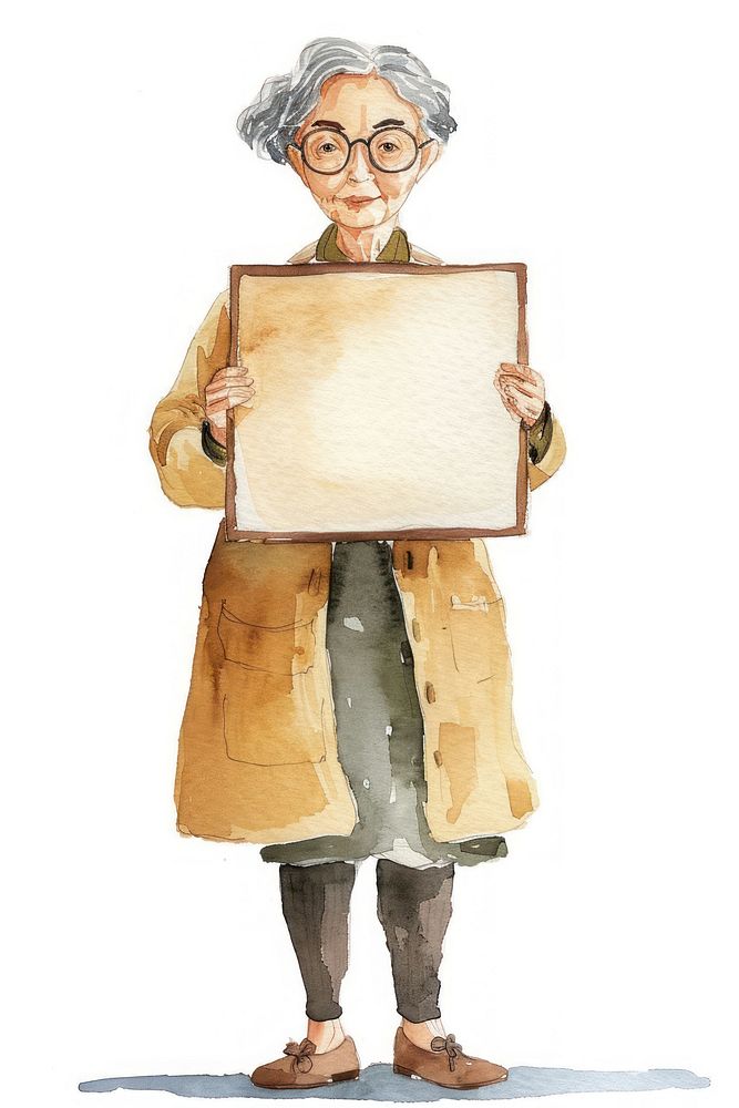 Teacher holding blank notice board portrait photography illustrated.