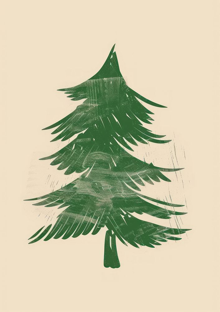 Green christmas tree illustrated festival drawing.