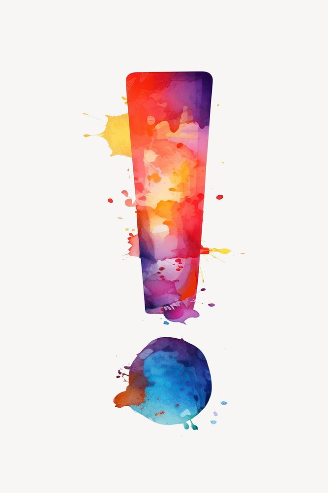 Exclamation mark splashed watercolor sign design