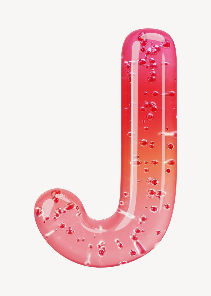 Letter J 3D red jelly alphabet illustration