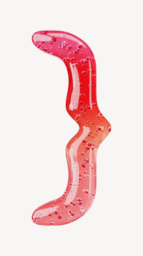 Curly bracket sign, 3D red jelly symbol illustration