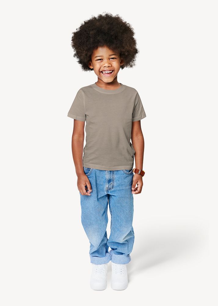 African-American boy, apparel mockup, casual wear design psd