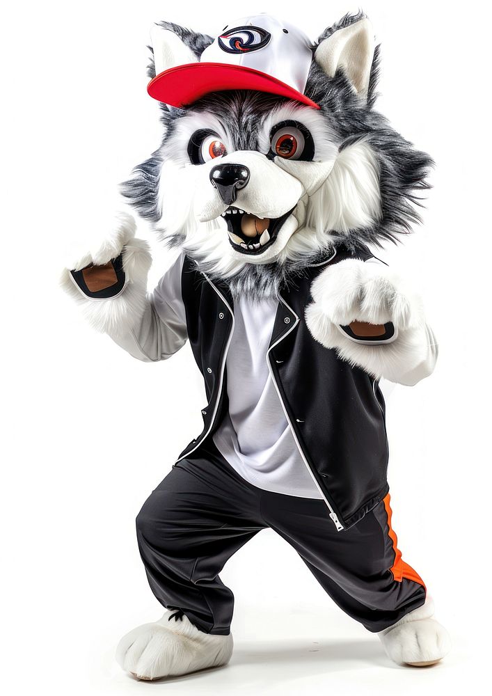 Wolf mascot costume person clothing apparel.