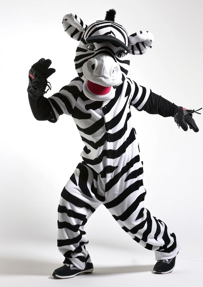 Zebra mascot costume person performer clothing.