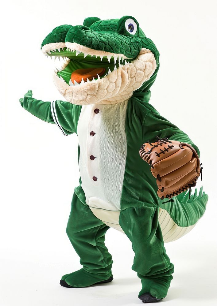 Crocodile mascot costume baseball person softball.