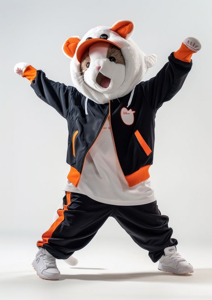Hamster mascot costume person sweatshirt performer.
