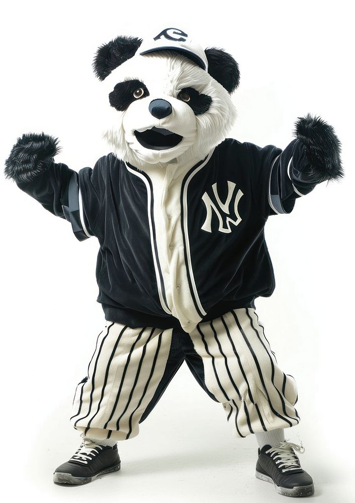Panda mascot costume clothing footwear apparel.