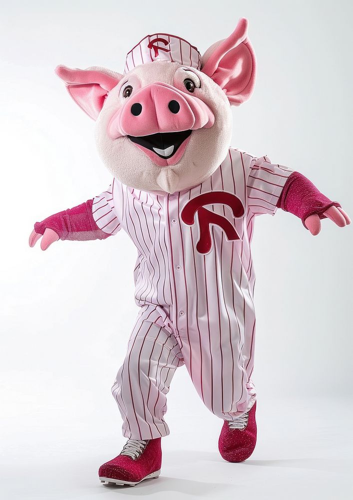 Pig mascot costume person people human.