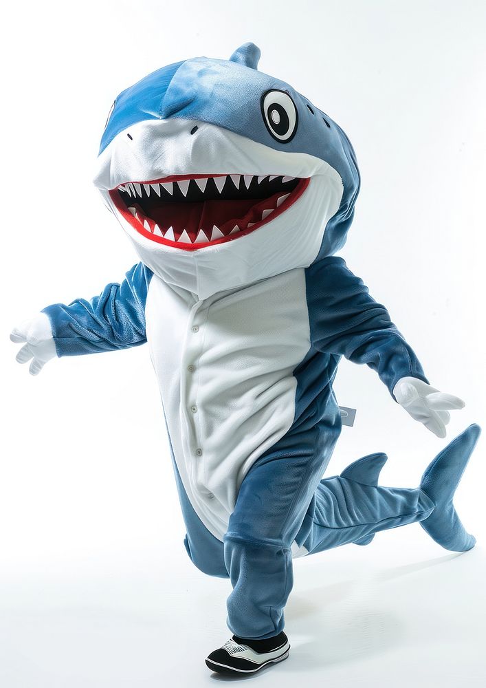 Shark mascot costume person clothing apparel.
