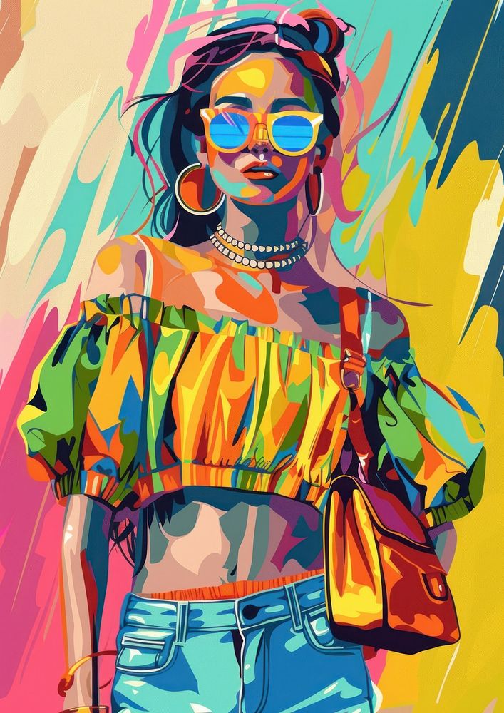 Stylish female glasses sunglasses painting.
