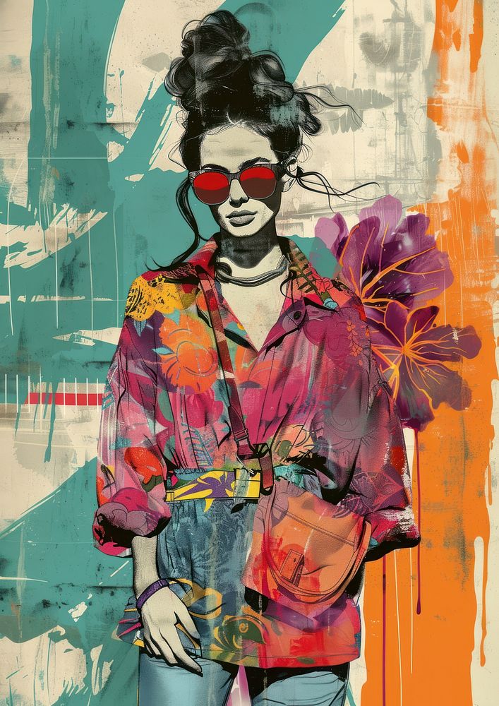 Stylish female glasses sunglasses painting.